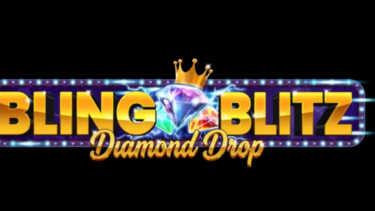 Tampilan visual mewah dari slot Bling Blitz Diamond Drop dengan simbol berlian dan koin emas.