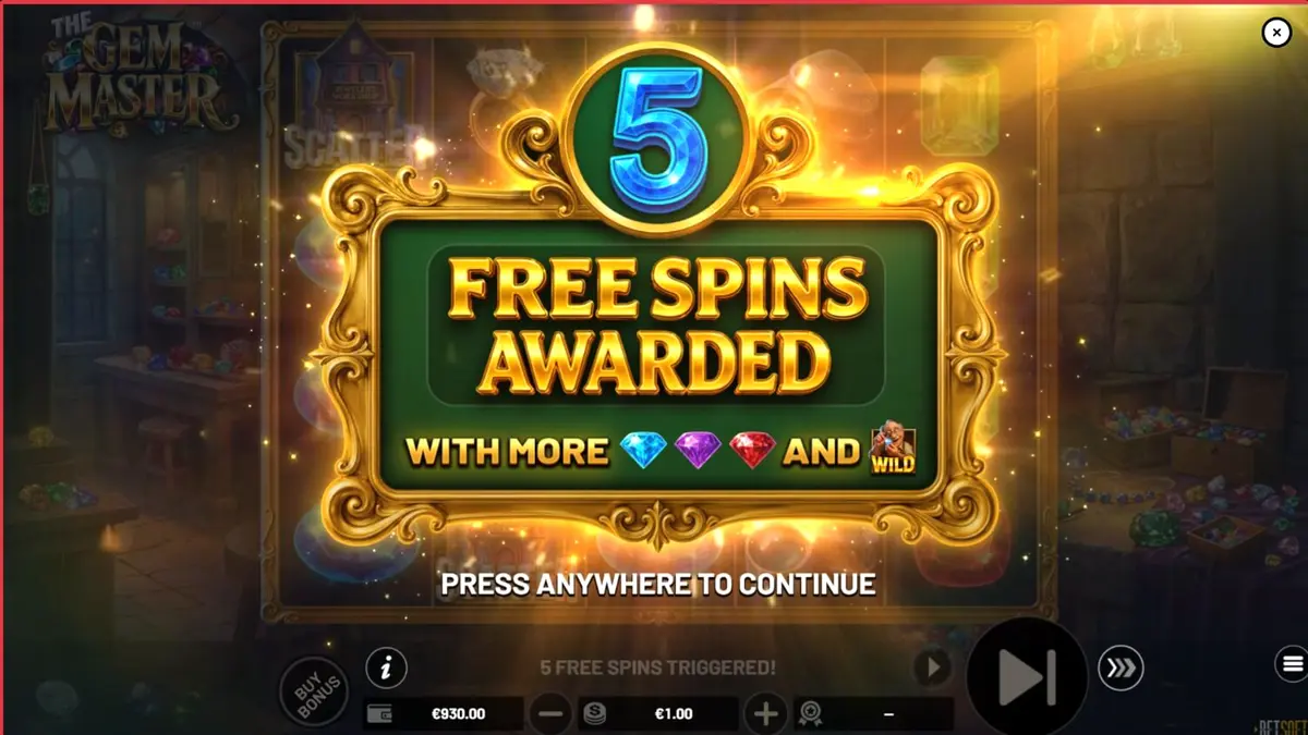Tampilan visual bengkel perhiasan dalam slot The Gem Master